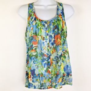 Ambiance Apparel Water Color Blue Orange Tank Top